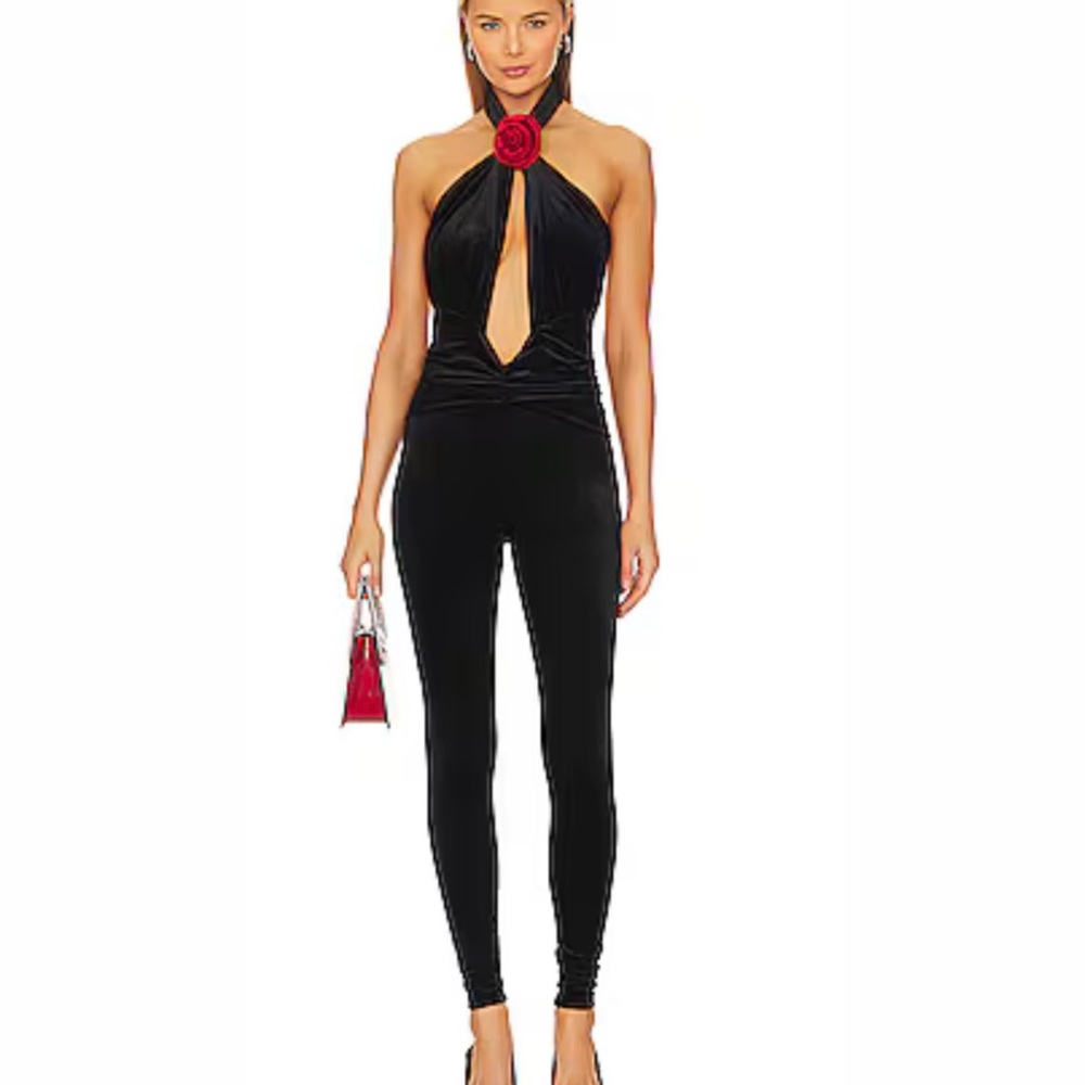 Ronny Kobo Collection Black Jumpsuit with Red Detail
